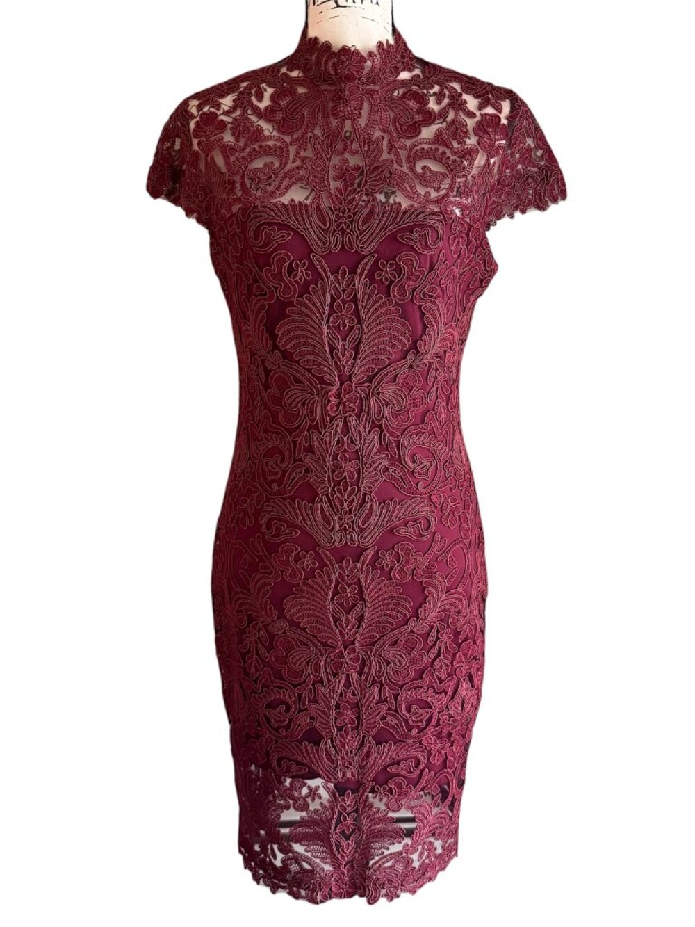 Tadashi Shoji Red Lace Floral Lace Dress